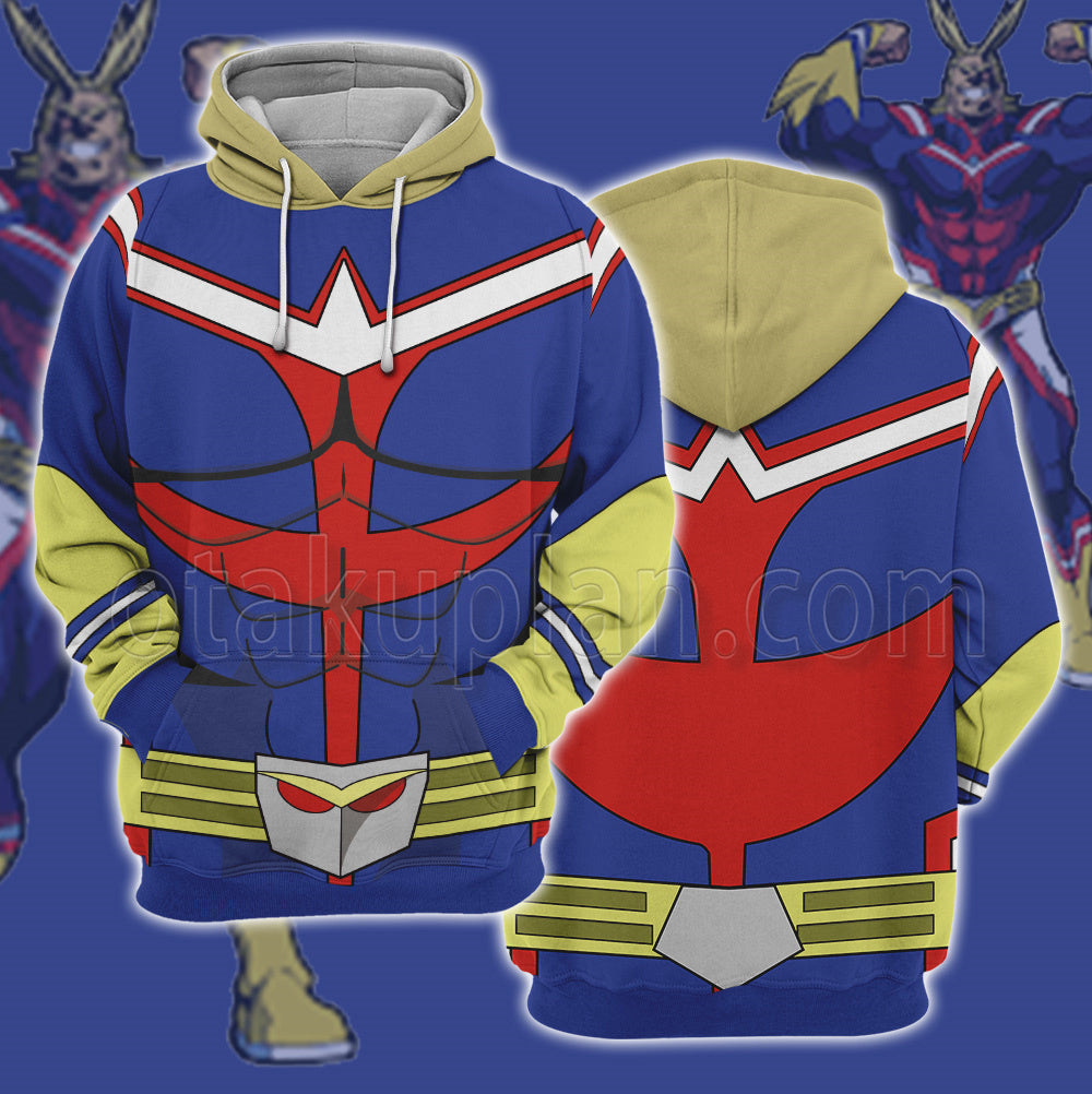 Anime All Might Blue Uniform Cosplay Hoodie