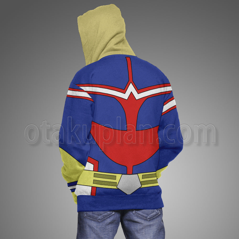 Anime All Might Blue Uniform Cosplay Hoodie
