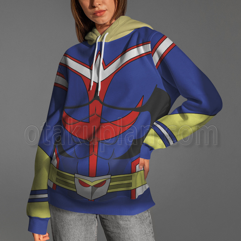 Anime All Might Blue Uniform Cosplay Hoodie