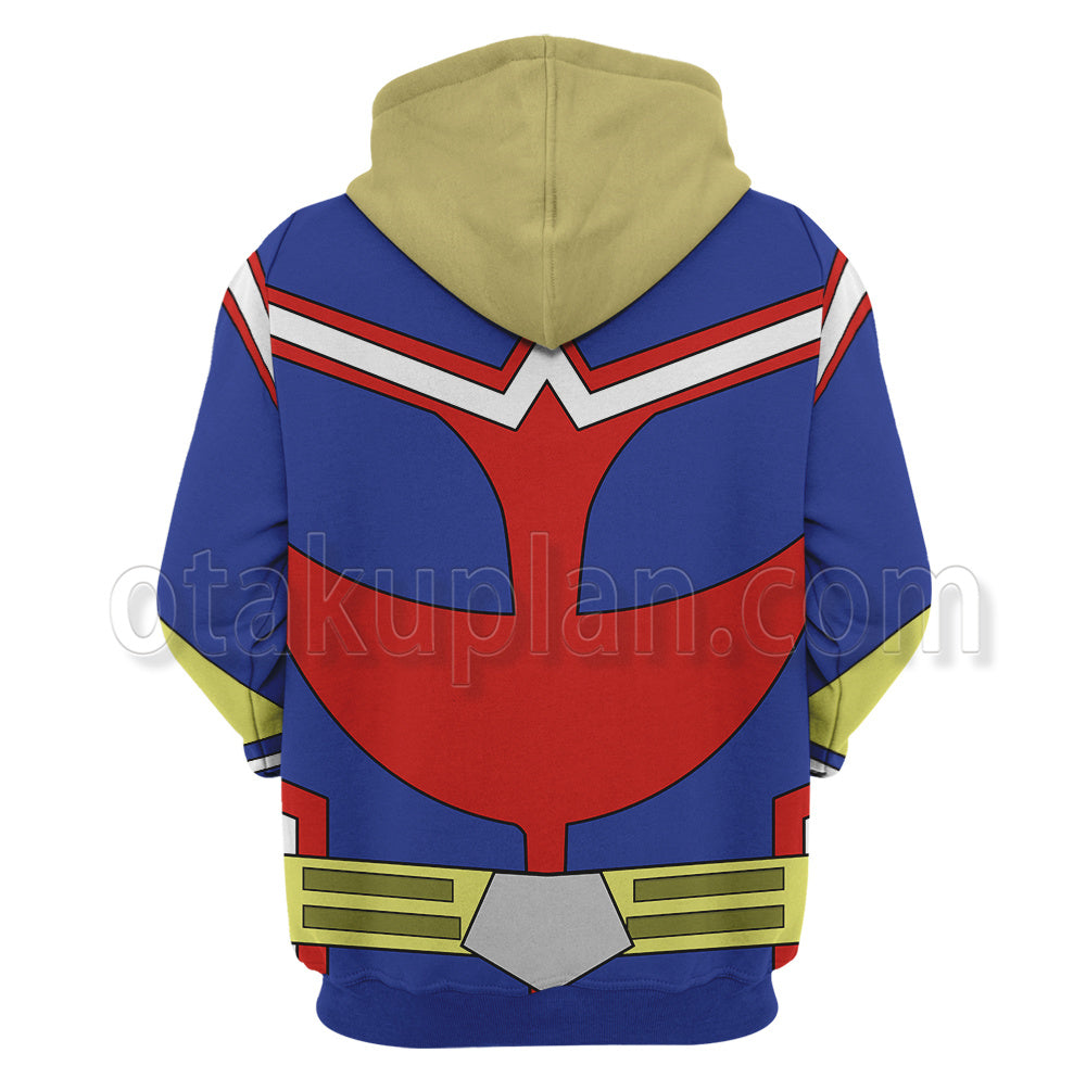 Anime All Might Blue Uniform Cosplay Hoodie
