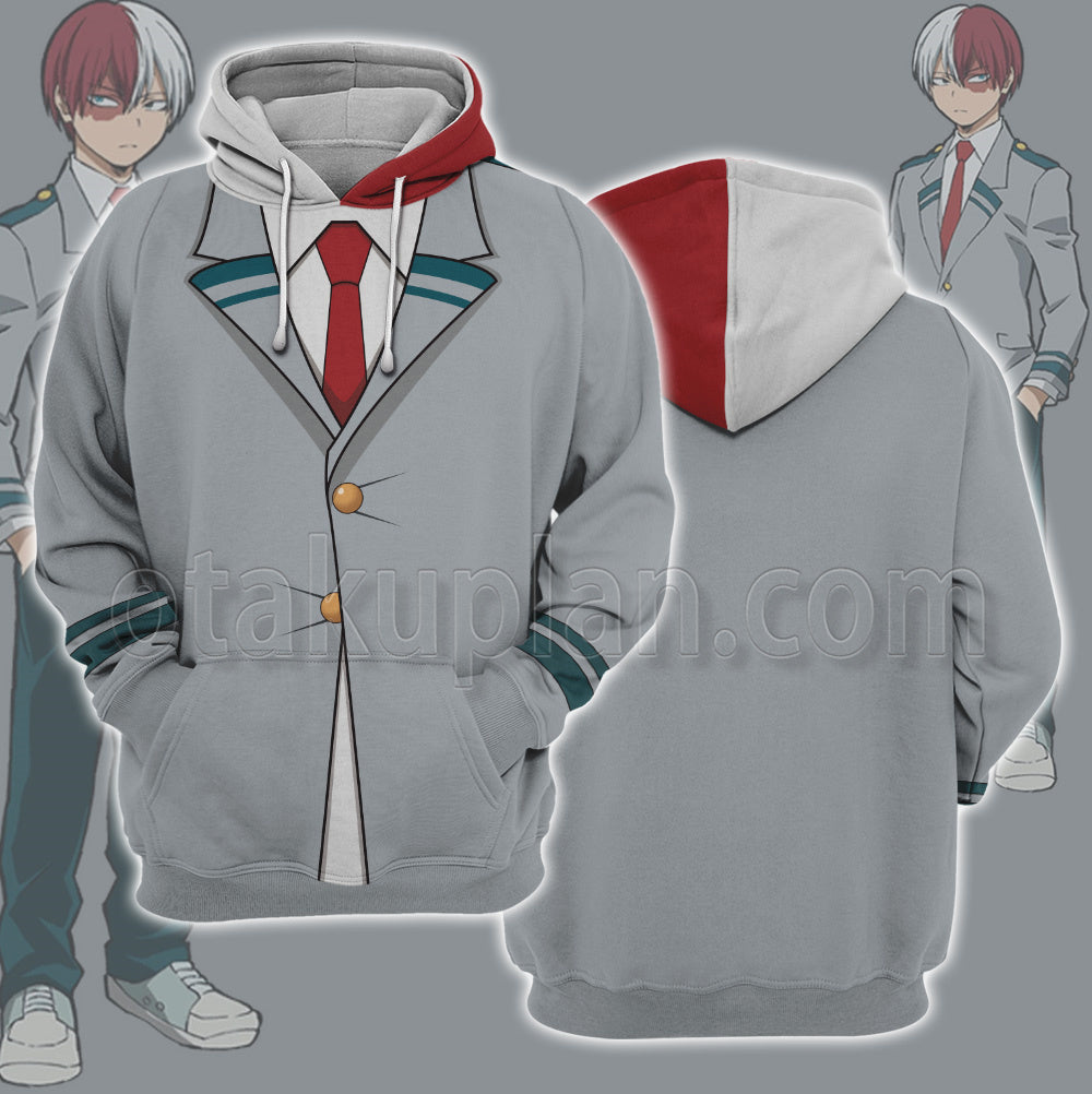 Anime Todoroki Shouto Grey Uniform Cosplay Hoodie