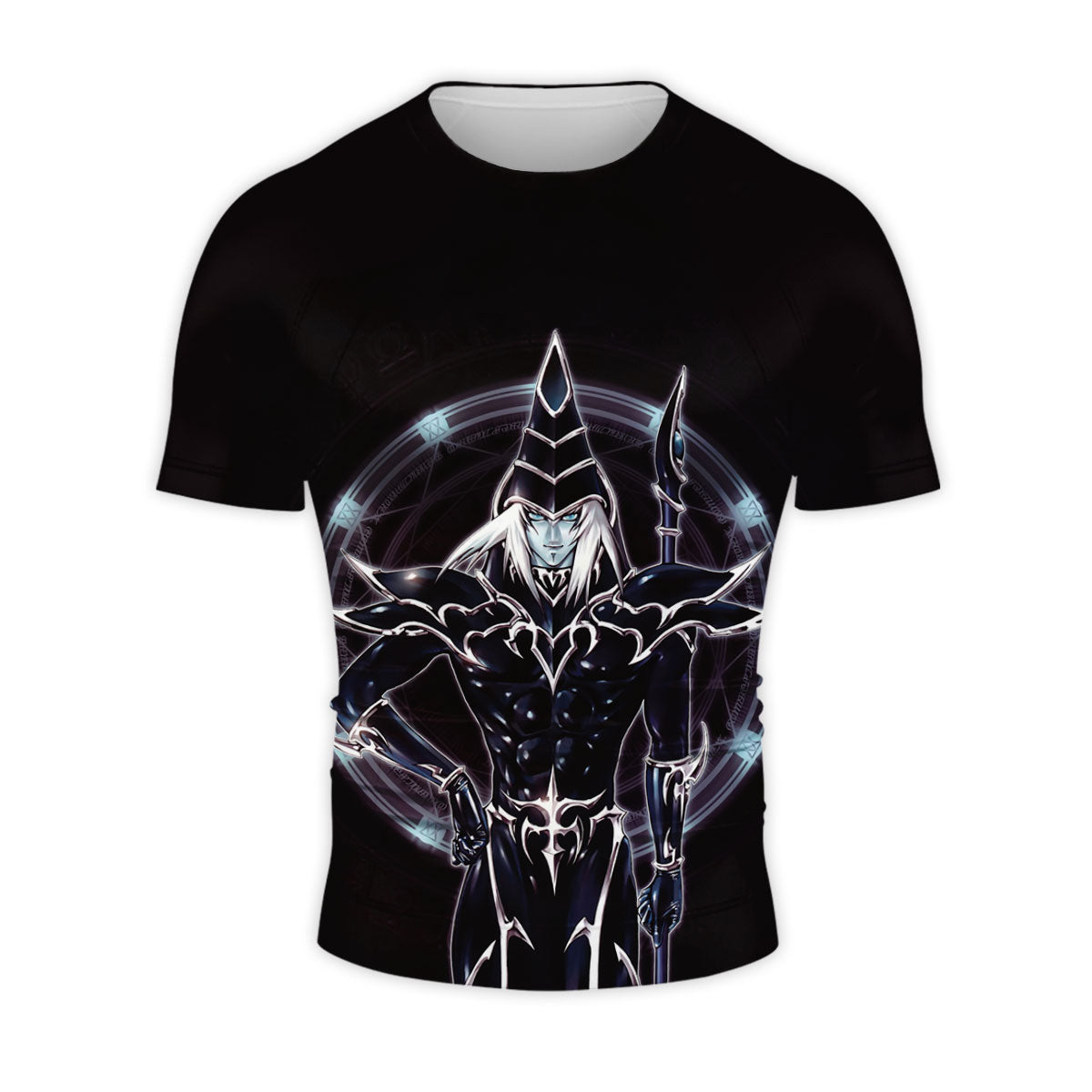 Yugioh Dark Magician Holding Staff Standing In Black Attire Anime Apparel