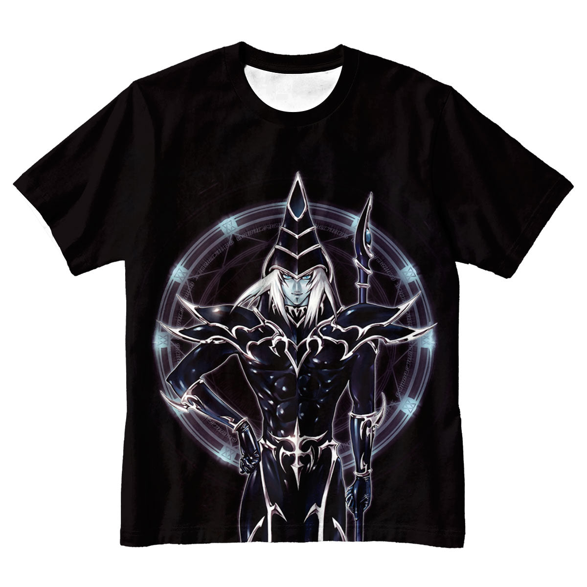 Yugioh Dark Magician Holding Staff Standing In Black Attire Anime Apparel