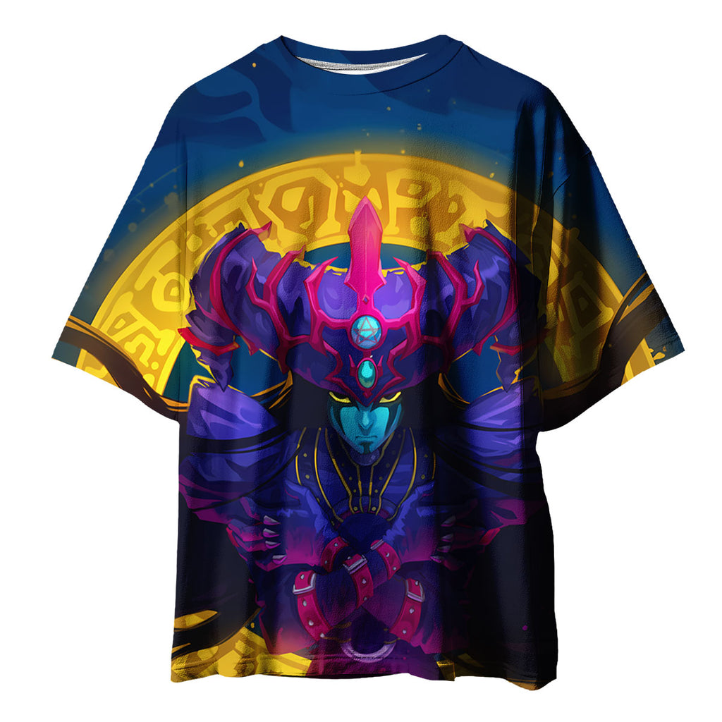 Yugioh Dark Magician Standing With Blue Mystic Symbols Anime Apparel