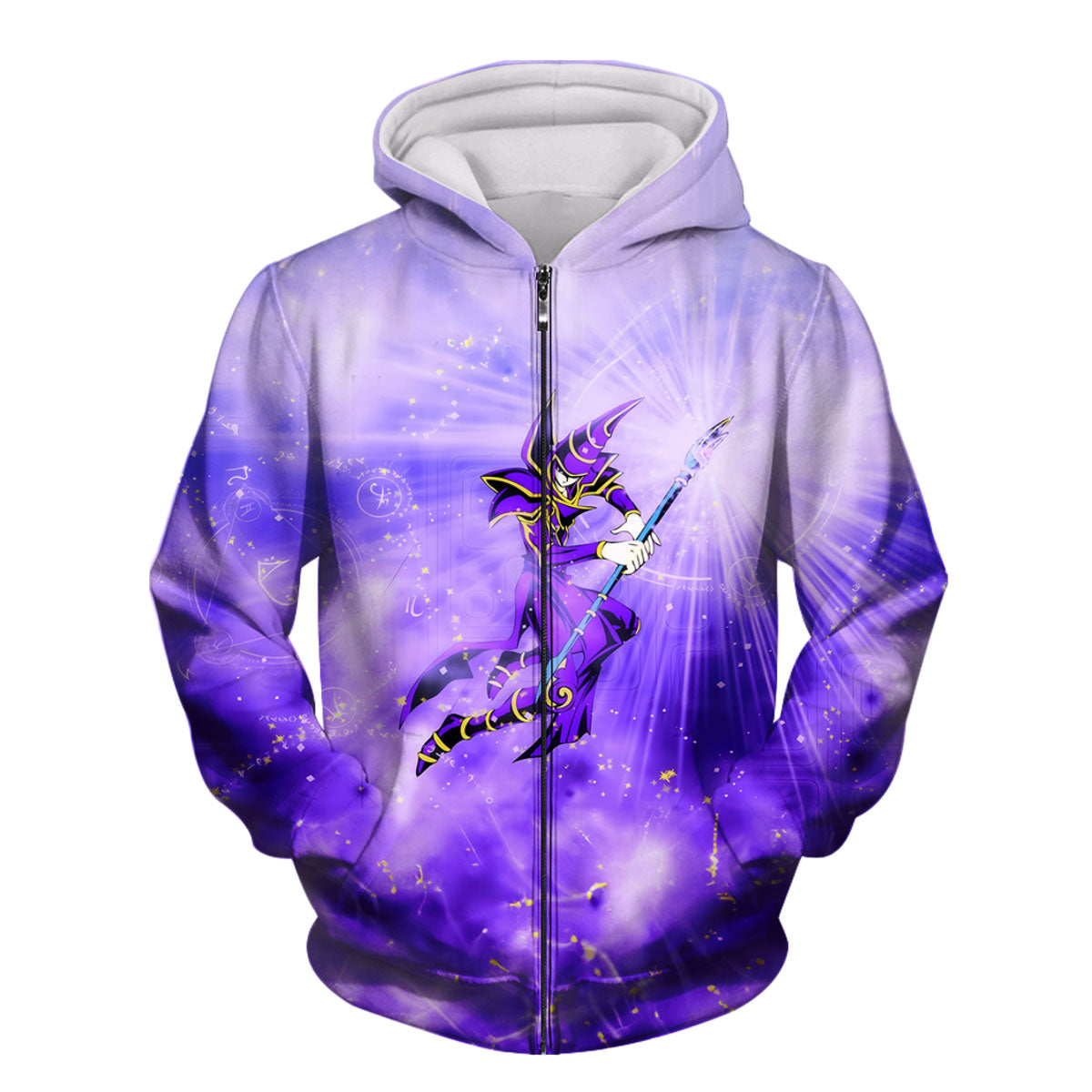 Yugioh Dark Magician Surrounded By Purple Glowing Energy Anime Apparel