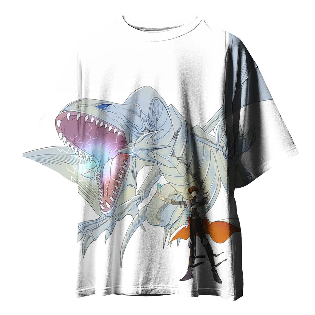 Yugioh Seto Kaiba With Blueeyes White Dragon Standing Anime Apparel