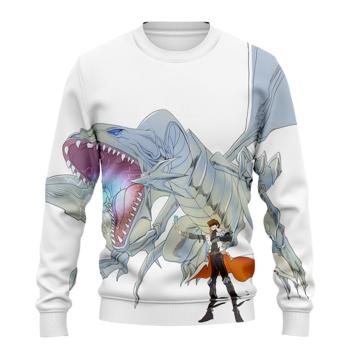 Yugioh Seto Kaiba With Blueeyes White Dragon Standing Anime Apparel