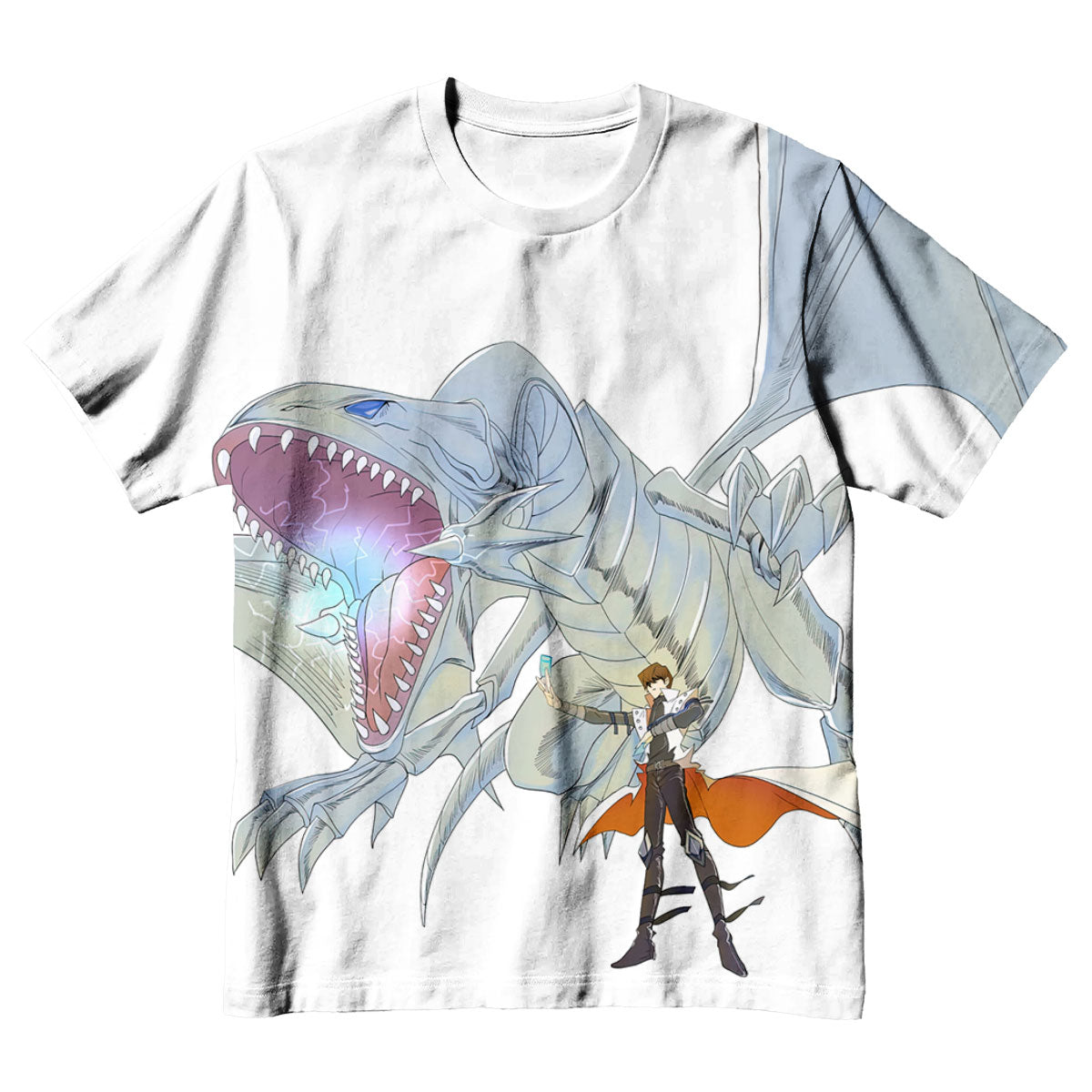 Yugioh Seto Kaiba With Blueeyes White Dragon Standing Anime Apparel
