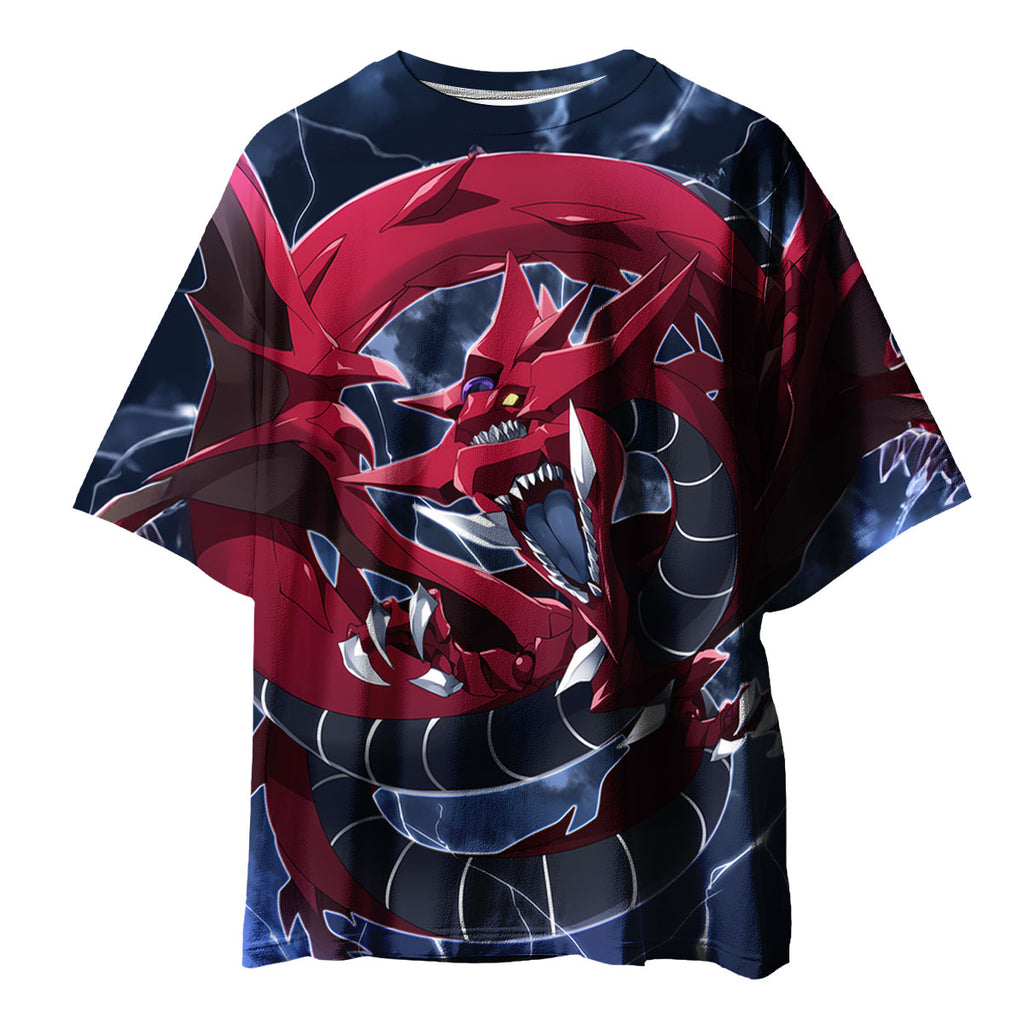 Yugioh Slifer The Sky Dragon Redblack With Lightning Anime Apparel