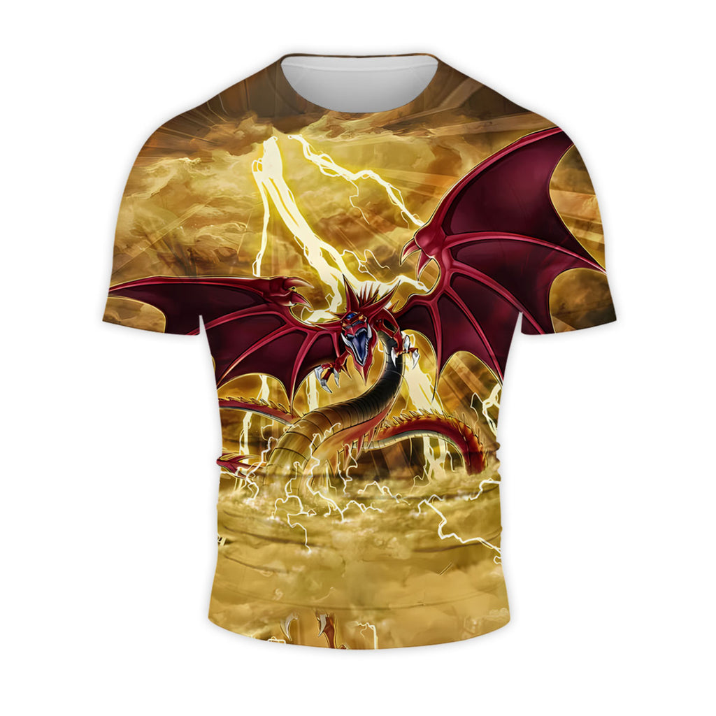 Yugioh Slifer The Sky Dragon Soaring Amidst Golden Lightning Anime Apparel