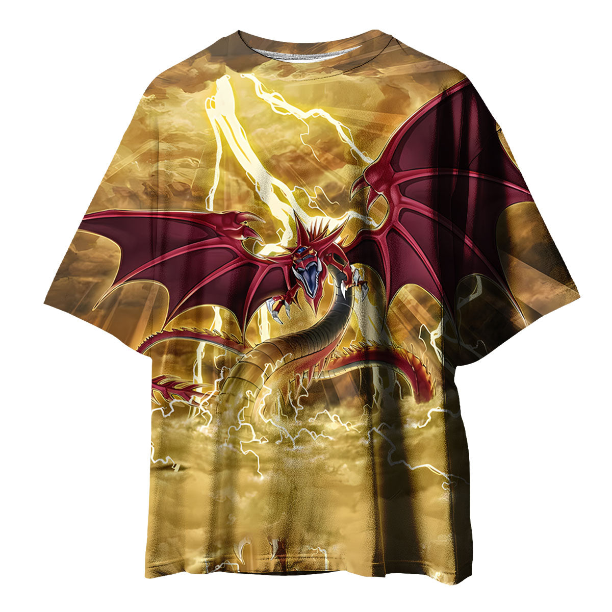 Yugioh Slifer The Sky Dragon Soaring Amidst Golden Lightning Anime Apparel