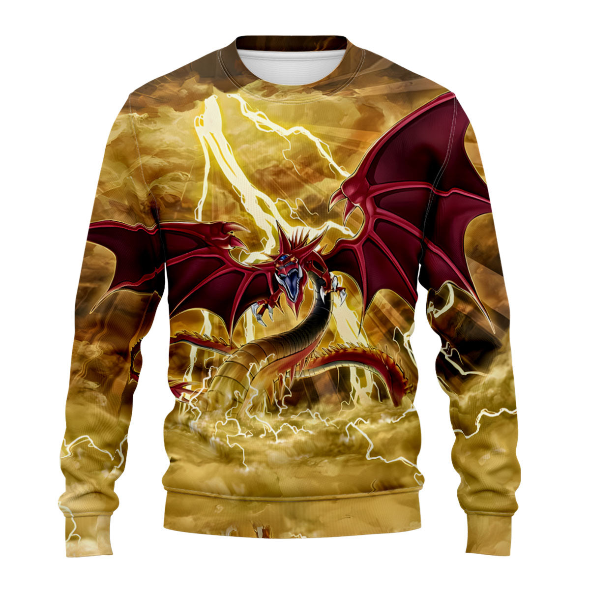 Yugioh Slifer The Sky Dragon Soaring Amidst Golden Lightning Anime Apparel