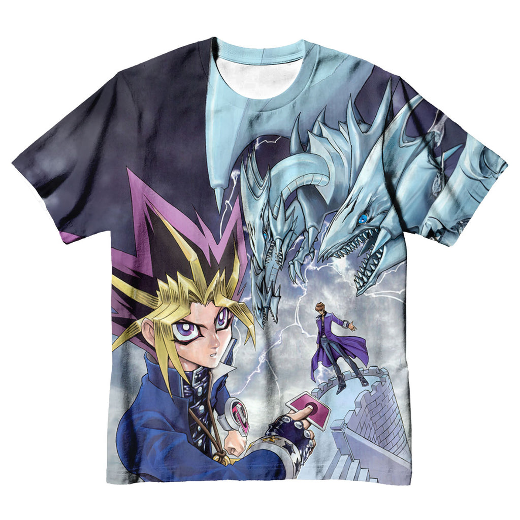 Yugioh Yugi Muto Facing Blueeyes White Dragon In Battle Anime Apparel