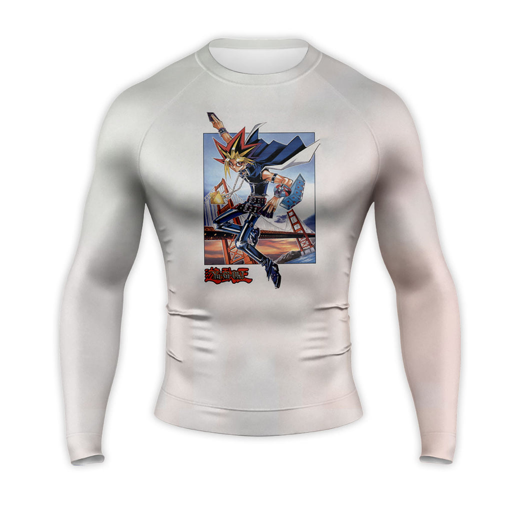 Yugioh Yugi Muto Holding Blue Card Classic Cover Pose Anime Apparel