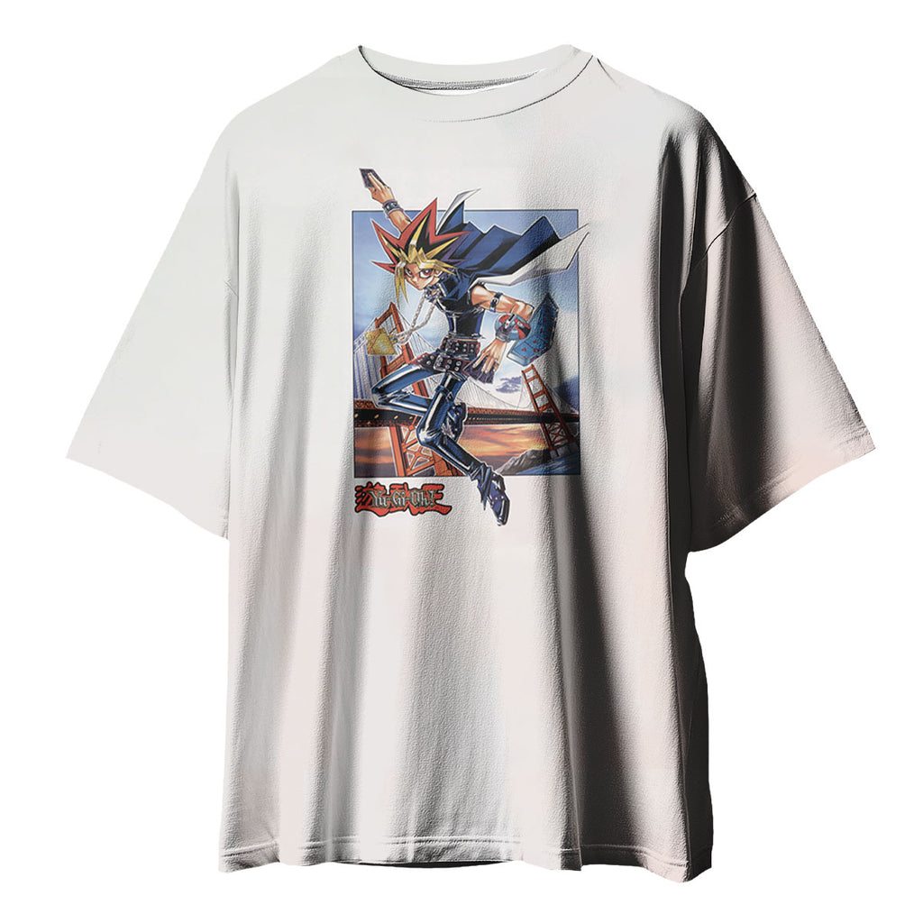 Yugioh Yugi Muto Holding Blue Card Classic Cover Pose Anime Apparel