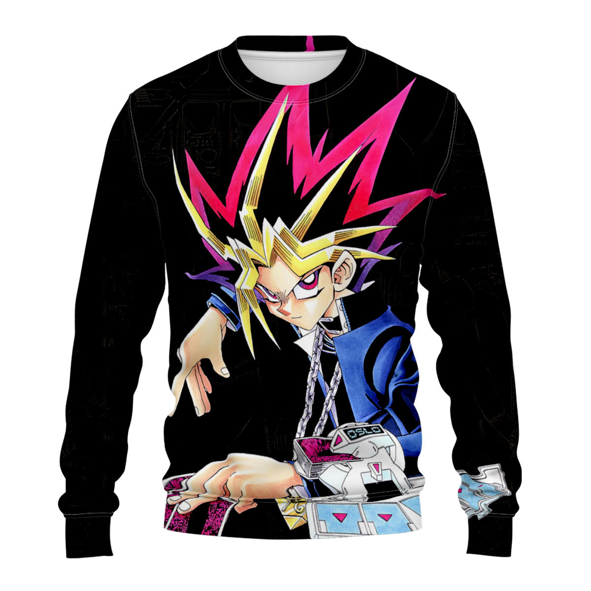 Yugioh Yugi Muto Holding Blue Card During Duel Anime Apparel