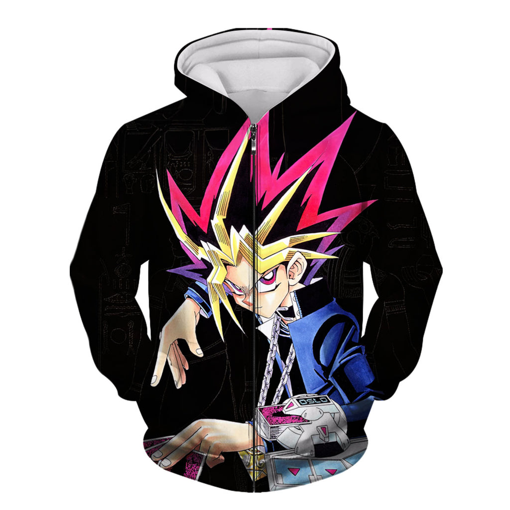 Yugioh Yugi Muto Holding Blue Card During Duel Anime Apparel