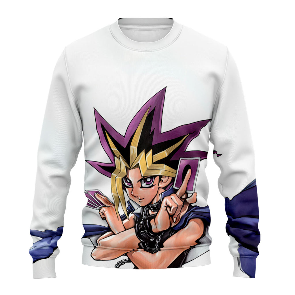Yugioh Yugi Muto Holding Purple Card Anime Apparel
