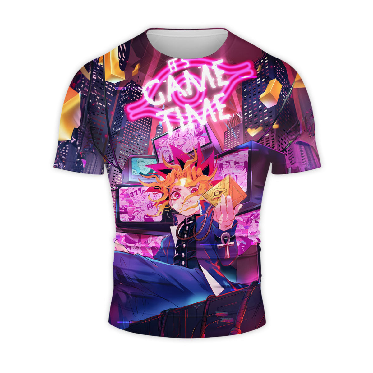 Yugioh Yugi Muto Sitting Inside Pink Television Anime Apparel
