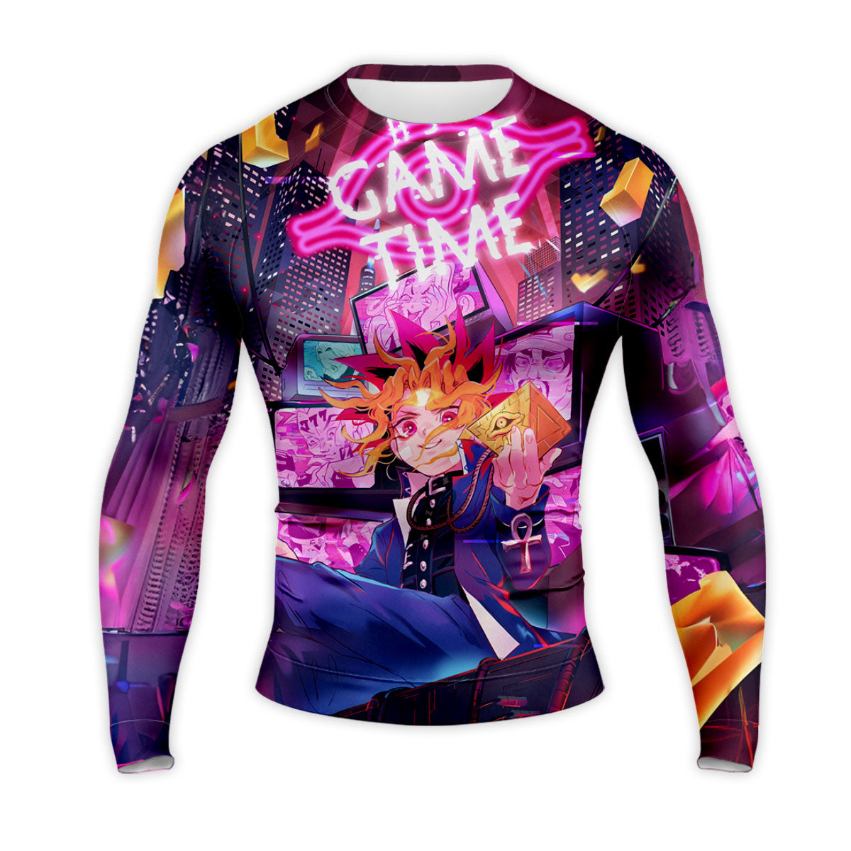 Yugioh Yugi Muto Sitting Inside Pink Television Anime Apparel